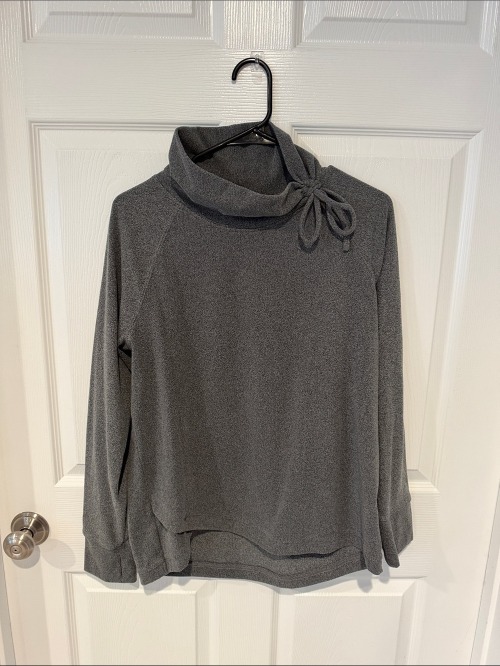 Maurices Charcoal Cowl Neck Sweater with Shoulder Bow